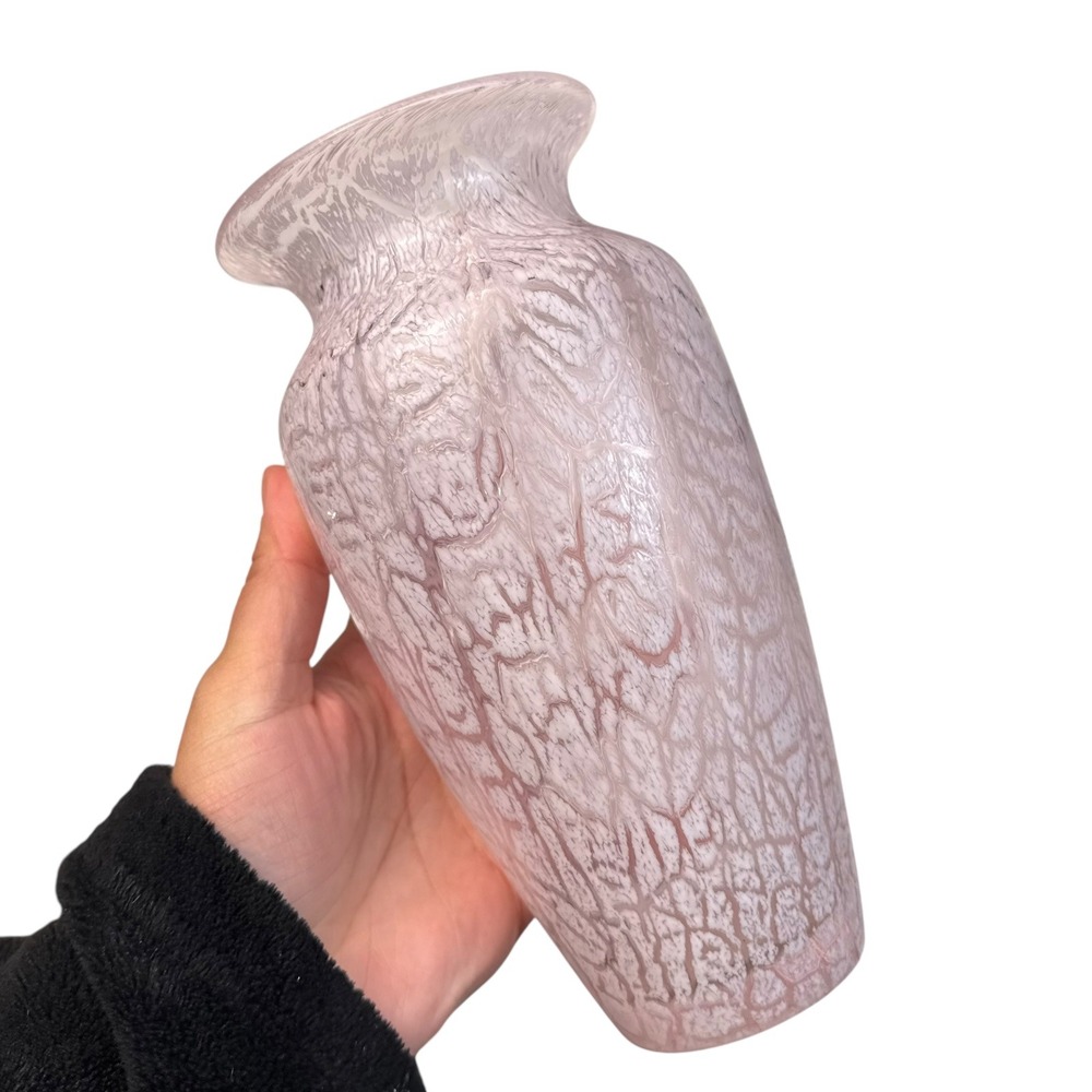 Pink Frosted Crackle Glass Vase Textured Decorative Centerpiece Home‎ Decor G72Q - Picture 4 of 6